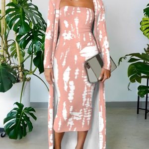 Elegant Abstract Regular Fit Two-Piece Set, SET, color:As Picture|size:XXL, Stylewe