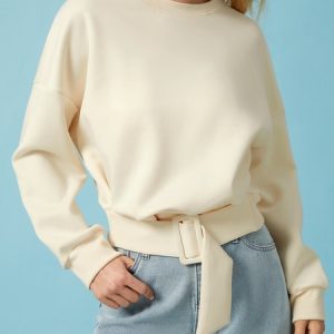 Stylewe Loose Crew Neck Long sleeve Urban Plain Sweatshirt, Hoodies and Sweatshirts, color:Apricot|size:XXL, Stylewe
