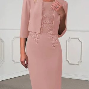 Elegant Knitted Regular Fit Two-Piece Set, Suit Set, color:Pink|size:XXL, JustFashionNow