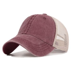 Multi-color Washed Mesh Back Baseball Cap, color:Datered|size:One-size, Lilicloth.com