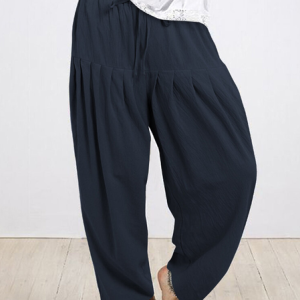Casual Loose Plain Casual Pants, Pants, color:Dark Blue|size:XXL, JustFashionNow