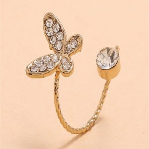 Butterfly Rhinestone Adjustable Ring, Rings, color:As Picture|size:One-size, JustFashionNow
