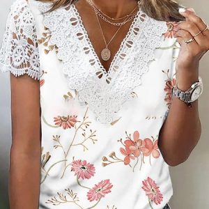 Casual Regular Fit V Neck T-Shirt, T-Shirts, color:Pink|size:XXL, JustFashionNow