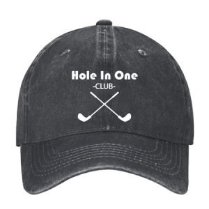 Men's /Women's Funny Hole In One Club Denim Hat, color:Black|size:One-size, Lilicloth.com