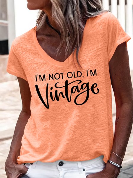 Women's I'm Not Old I'm Vintage Casual V Neck T-Shirt, T-shirts, Lilicloth.com