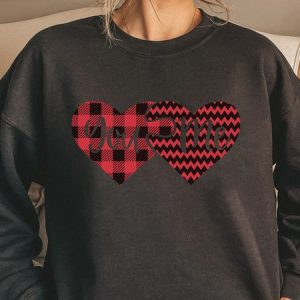 Women's Love Letter Pattern Round Neck Long Sleeve Pullover Sweatshirt Valentine's Day Christmas, Sweatshirts & Hoodies, color:Black|size:XXL, JustFashionNow
