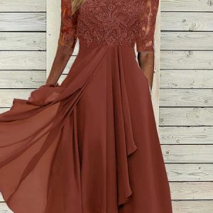Women's Elegant Mother Of The Bride Dress Wedding Guest Dress, Formal Dresses, color:Caramel|size:XS, JustFashionNow