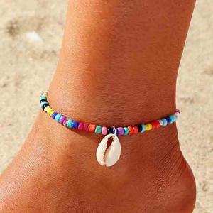 Colorful Rice Ball Pendant Shell Feet Chain, Anklets, color:Multicolor, JustFashionNow