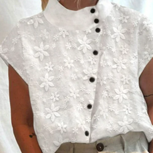 Women's Lace Stitching Cotton Linen Sleeveless Vest, Shirts & Blouses, color:White|size:XXL, JustFashionNow