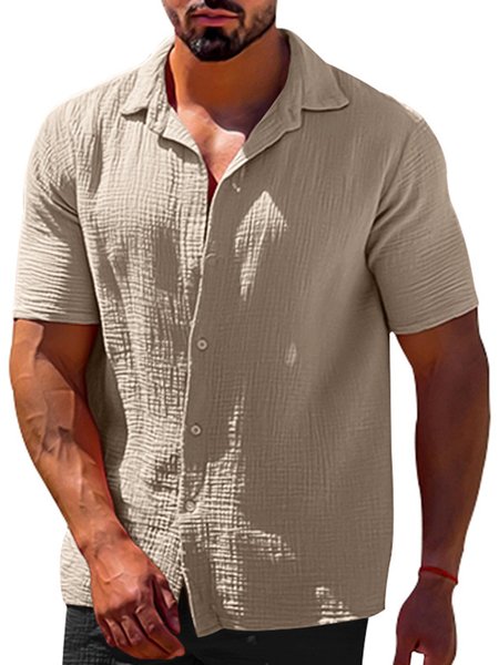 Casual Loose Shirt, Shirts & Blouse, color:Khaki|size:3XL, JustFashionNow
