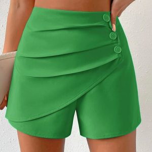 Casual Loose Buttoned Shorts, Shorts, color:Green|size:XXL, JustFashionNow