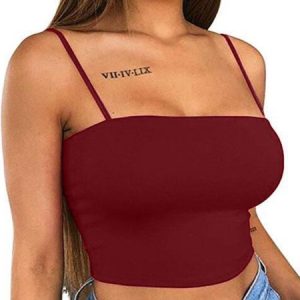 Women's Breathable Lightweight Plain Basic Camisole, Crop Bras, color:Wine Red|size:XXL, JustFashionNow