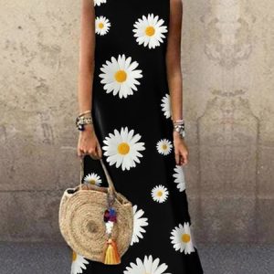 Casual Abstract Crew Neck Dress, Dresses, color:Black-Yellow|size:3XL, JustFashionNow