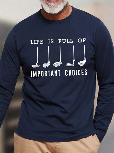 Men Life Is Full Of Important Choices Loose Casual Top, color:Dark Blue|size:3XL, Lilicloth.com