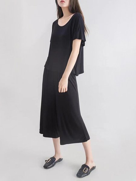 Breathable Comfortable Casual Homewear Set, Loungewear & Sleepwear, color:Black|size:4XL, JustFashionNow