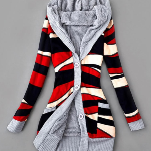 Color Block Regular Fit Hoodie Casual Teddy Jacket, Jackets, color:Red|size:XXL, JustFashionNow