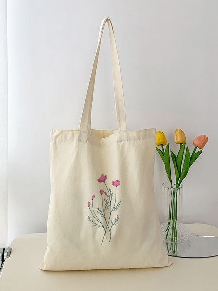Off-White Floral Graphic Shopper, Women's Bags, color:Off White|size:One-size, JustFashionNow