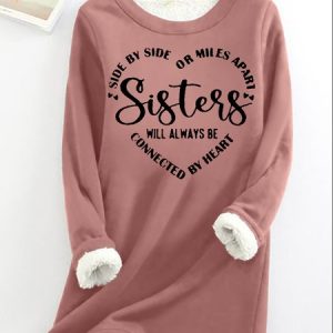 Womens Sister Crew Neck Casual Sweatshirt, color:Pink|size:3XL, Lilicloth.com