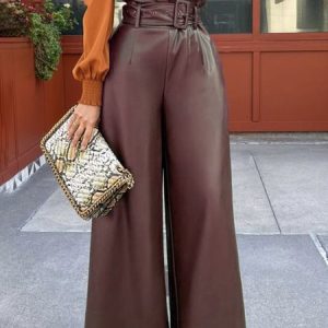 Plain Urban Regular Fit Fashion Pants, Pants, color:Brown|size:XXL, Stylewe