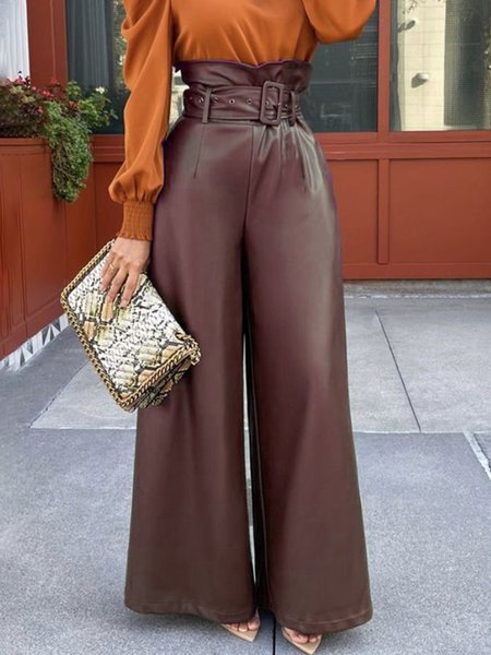 Plain Urban Regular Fit Fashion Pants, Pants, color:Brown|size:XXL, Stylewe