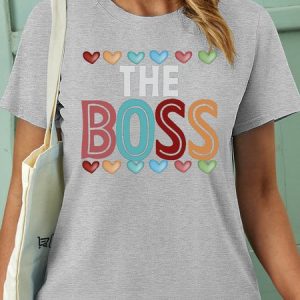Women's The Boss  Pet Matching T-Shirt, color:Gray|size:3XL, Lilicloth.com