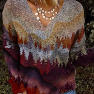V Neck Cotton Sweater, Sweaters, color:As Picture|size:XXL, JustFashionNow