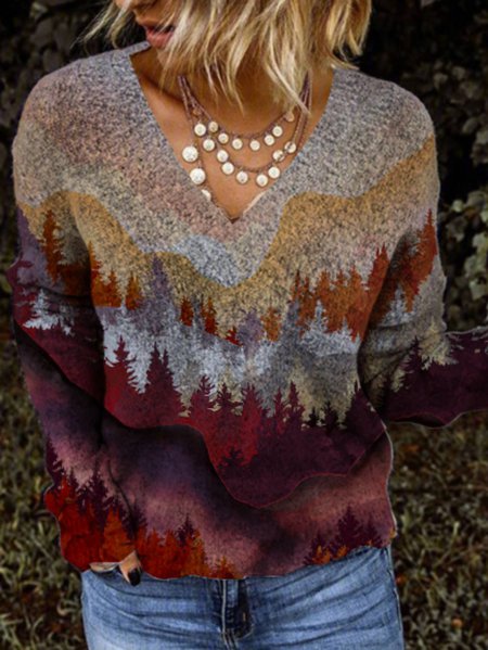 V Neck Cotton Sweater, Sweaters, color:As Picture|size:XXL, JustFashionNow