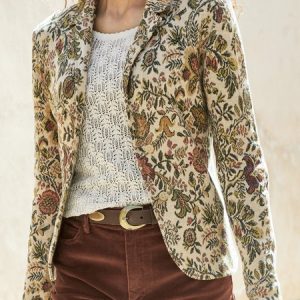 Long Sleeve Floral Regular Loose Blazer For Women, Blazers, color:Multicolor|size:XXL, Noracora