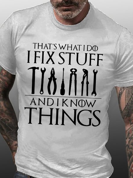Men's I Fix Things Casual Text Letters T-shirt, T-shirts, Lilicloth.com