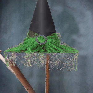 Halloween Lace Mesh Decoration Props Witch Hat, Hats, color:Green|size:One-size, Noracora