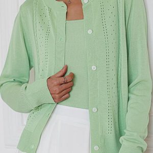 Women Plain Long Sleeve Comfy Casual Cardigan, Cardigans, color:Aqua|size:XL, Noracora