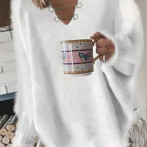 Plain Yarn/Wool Yarn V Neck Sweater, Sweaters, color:White|size:XXL, JustFashionNow