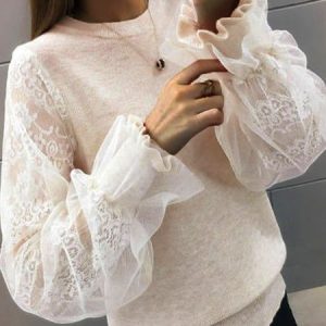 Women Wool/Knitting Plain Long Sleeve Comfy Casual Mesh Sweater, Sweaters, color:Apricot|size:4XL, Noracora
