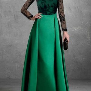 Regular Fit Elegant Floral Lace Wedding Party Dress, Maxi Dresses, color:Green|size:XXL, Stylewe