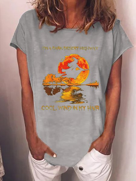 Women's Witch Drive A Stick Casual Loose T-shirt, color:Gray|size:3XL, Lilicloth.com