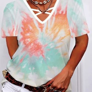 V Neck Regular Fit Ombre Casual T-Shirt, T-Shirts, color:Gray|size:3XL, JustFashionNow