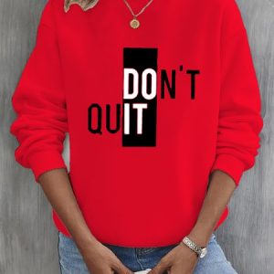 Text Letters Casual Loose Sweatshirt, Sweatshirts & Hoodies, color:Red|size:3XL, JustFashionNow