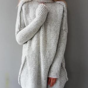 Wool/Knitting Loose Casual Dress, Dresses, color:Gray|size:XXL, JustFashionNow