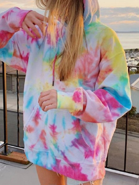 Tie Dye Casual Hoodie Hoodie, Sweatshirts & Hoodies, color:Multicolor|size:XXL, JustFashionNow