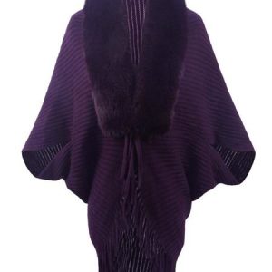 Women Plain Three Quarter Sleeve Comfy Casual Tassel Cardigan, Cardigans, color:Purple|size:One-size, Noracora