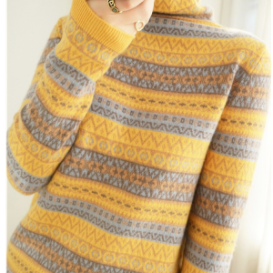 Women Yarn/Wool Yarn Ethnic Long Sleeve Comfy Boho Sweater, Sweaters, color:Yellow|size:XXL, Noracora