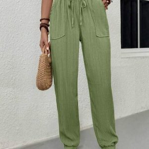 Casual Loose Plain Pants, Pants, color:Army Green|size:XXL, JustFashionNow