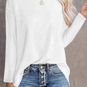 Loosen Plain Casual T-Shirt, T-Shirts, color:Off White|size:XXL, JustFashionNow