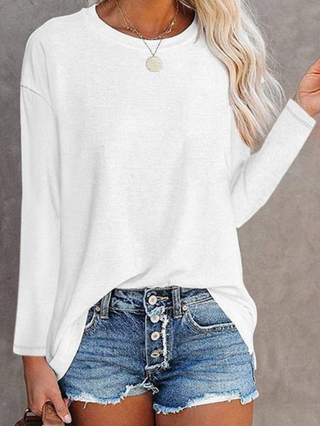 Loosen Plain Casual T-Shirt, T-Shirts, color:Off White|size:XXL, JustFashionNow