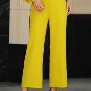 Urban Color Block Regular Fit Fashion Long Pants, Pants, color:Yellow|size:XXL, Stylewe