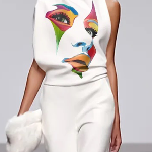 Loose High Elasticity Urban Stand Collar Sleeveless Face Shirt, Blouses and Shirts, color:White|size:XXL, Stylewe