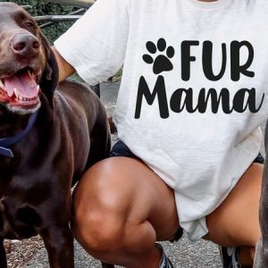 Lilicloth X Funnpaw Women's Fur Mama T-Shirt, color:White|size:L, Lilicloth.com