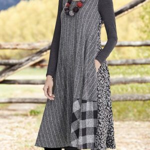 Color Block Leopard Regular Fit Casual Dress, Dresses, color:Gray|size:XXL, JustFashionNow