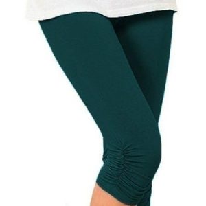 JFN Elastic Waist Solid Casual Capris Pants, Leggings, color:Green|size:XXL, JustFashionNow