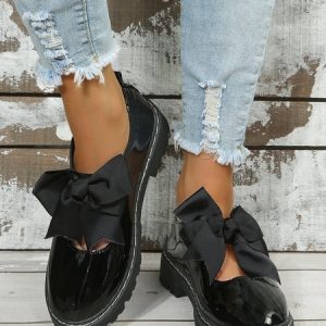 Women's Plus Size Bow Decor Hollow out Slip On Mary Jane Shoes, Flats, color:Black|size:43, JustFashionNow